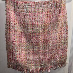 Pink Lily Vibrant Tweed Pencil Skirt
